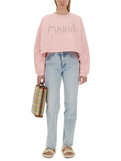 Marni Sweatshirt With Logo In Pink