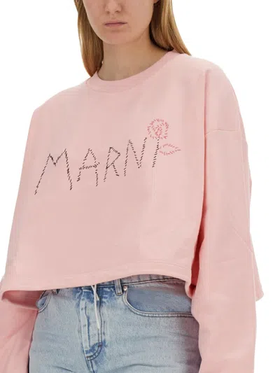 Marni Sweatshirt With Logo In Pink
