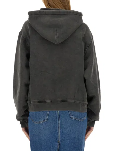 Alexander Wang Cotton Hoodie W/ Logo In Gray