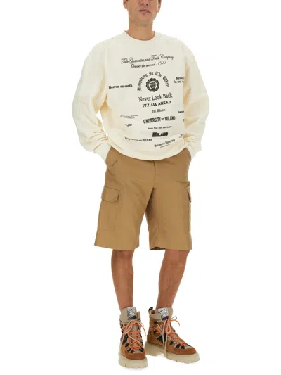 Msgm Logo Crew Neck Sweatshirt In Neutral