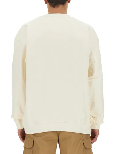 Msgm Logo Crew Neck Sweatshirt In Neutral