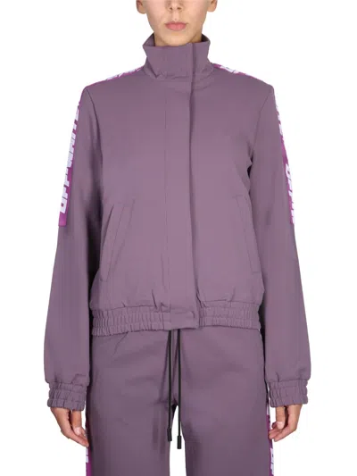 Off-white Chic High Collar Sweatshirt With Logo Bands For Women