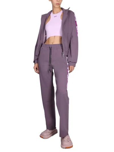 Off-white Chic High Collar Sweatshirt With Logo Bands For Women
