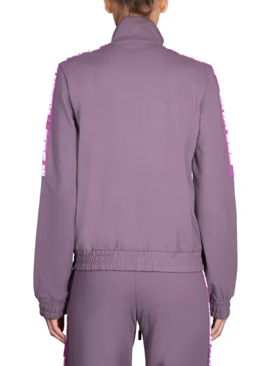 Off-white Chic High Collar Sweatshirt With Logo Bands For Women