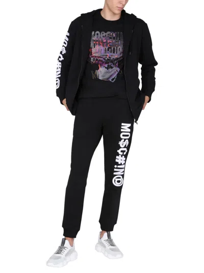 Moschino Sweatshirt With Logo Embroidery In Black