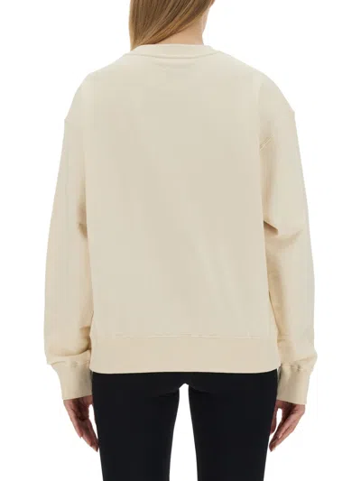 Jil Sander Oversized Cotton Sweatshirt With Subtle Logo Patch In Neutral