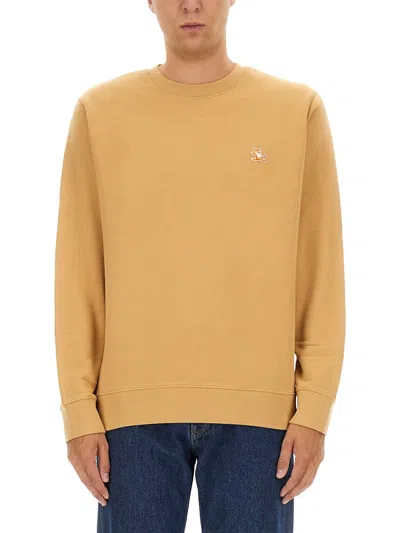 Maison Kitsuné Sweatshirt With Logo Patch In Brown
