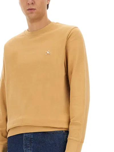 Maison Kitsuné Sweatshirt With Logo Patch In Brown