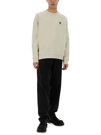 Belstaff Logo Patch Crew Neck Sweater In Neutral
