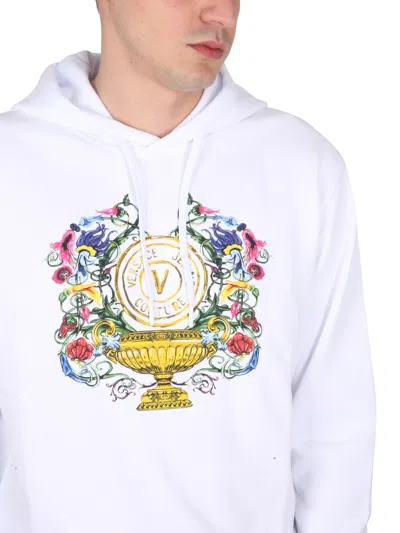 Versace Jeans Couture Men's Sweatshirt With Logo Print In White
