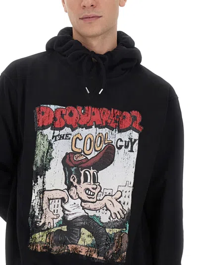 Dsquared2 Sweatshirt With Logo Print In Black