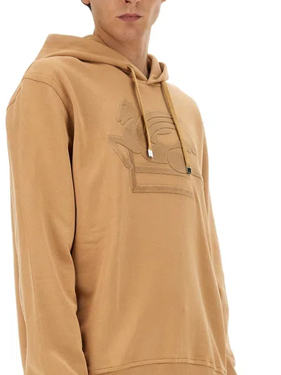 Etro Sweatshirt With Pegasus Embroidery In Orange