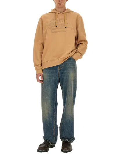 Etro Sweatshirt With Pegasus Embroidery In Orange