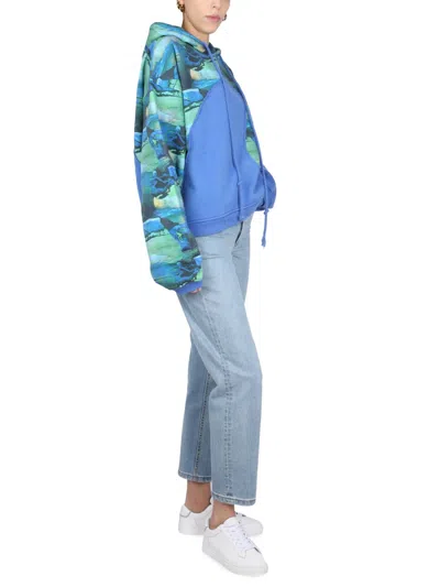 Erl Hooded Sweatshirt Abstract Print In Blue