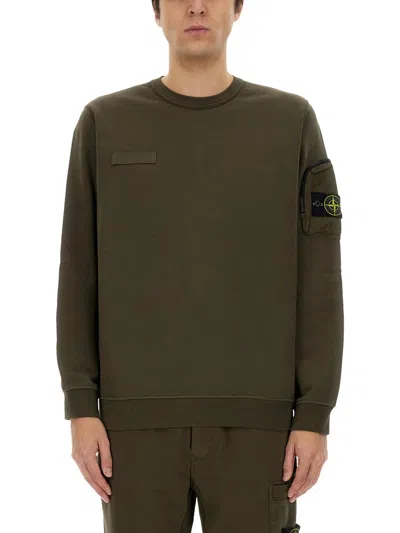 Stone Island Sweatshirt With Pocket In Green