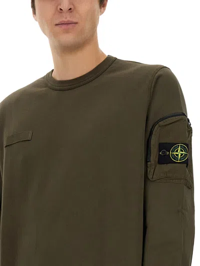 Stone Island Sweatshirt With Pocket In Green