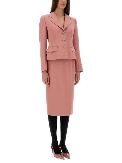Dolce & Gabbana Single-breasted Pink Wool Jacket In Pink