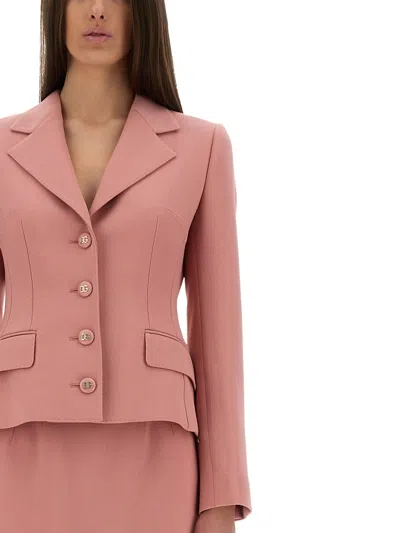 Dolce & Gabbana Single-breasted Pink Wool Jacket In Pink