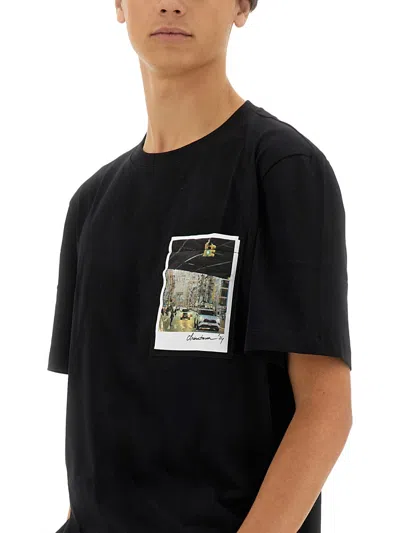 Helmut Lang Overpass Postcard Tee In Black