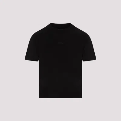 Jacquemus The Crewneck T-shirt With Gros Grain Logo Detail In Black