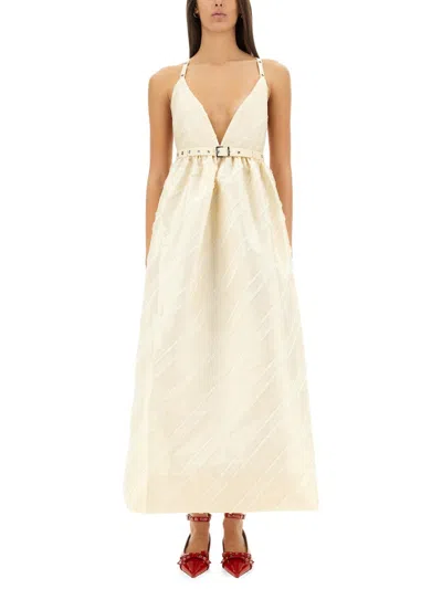 Ganni Women Taffeta Dress In Neutral