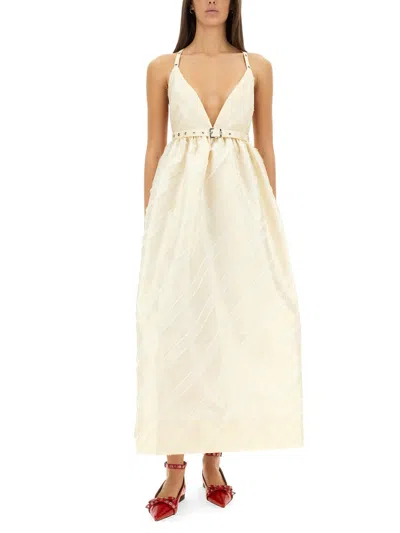 Ganni Women Taffeta Dress In Neutral