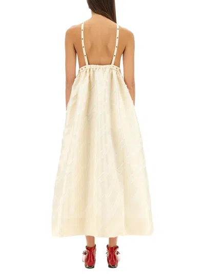 Ganni Women Taffeta Dress In Neutral