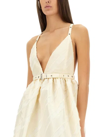 Ganni Women Taffeta Dress In Neutral