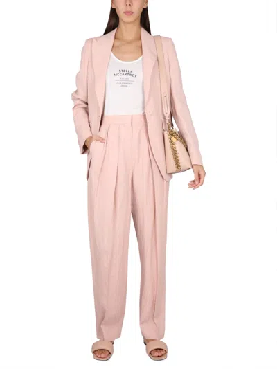 Stella Mccartney Rose Fluid Linen Single-breasted Blazer In Pink