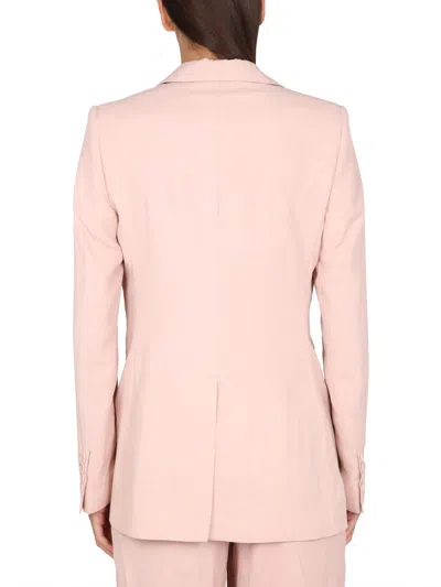 Stella Mccartney Rose Fluid Linen Single-breasted Blazer In Pink