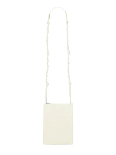 Jil Sander Rectangular White Leather Tangle Bag