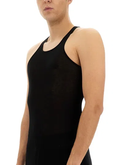 Rick Owens Racerback Cotton Top With Modern Silhouette In Black
