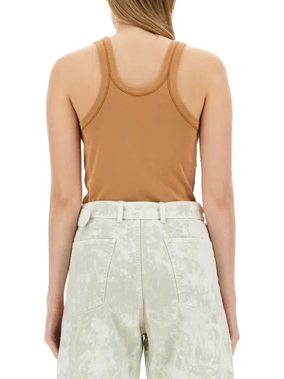 Lemaire Ribbed Cotton Tank Top In Nude
