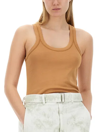 Lemaire Ribbed Cotton Tank Top In Nude
