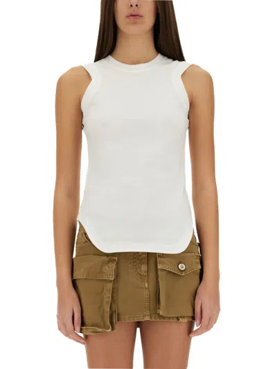 Attico Reese Cotton Jersey Tank Top In White