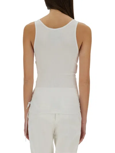 Moschino Stretch Cotton Tank Top With Laces In White