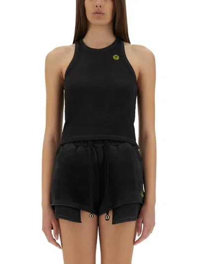 Barrow Cotton Shorts High-rise Waist Elastic Waistband In Black
