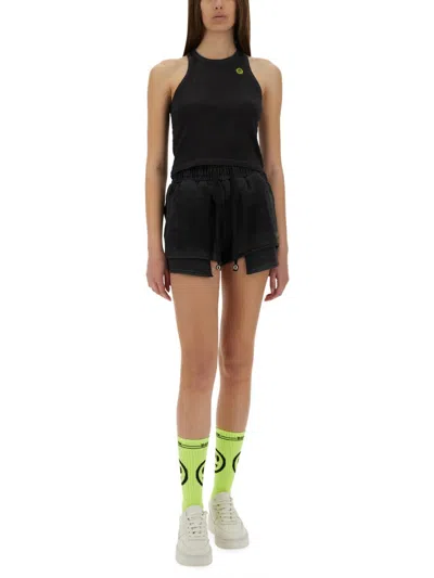 Barrow Cotton Shorts High-rise Waist Elastic Waistband In Black