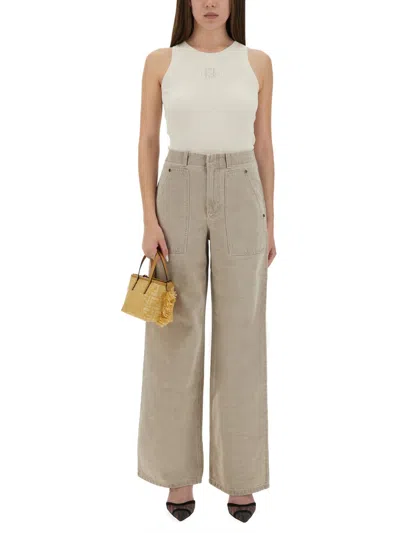 Fendi Fitted Ribbed Cotton Tank Top In White
