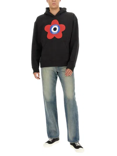 Kenzo Oversized Black Sweatshirt With Target Print In Black