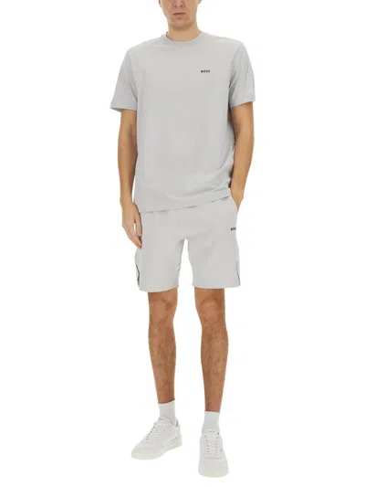 Hugo Boss Boss Technical Fabric Bermuda Shorts In Gray