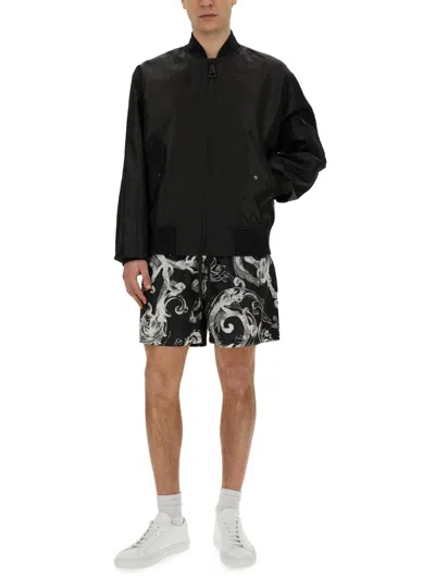 Versace Jeans Couture Technical Fabric Jacket In Black