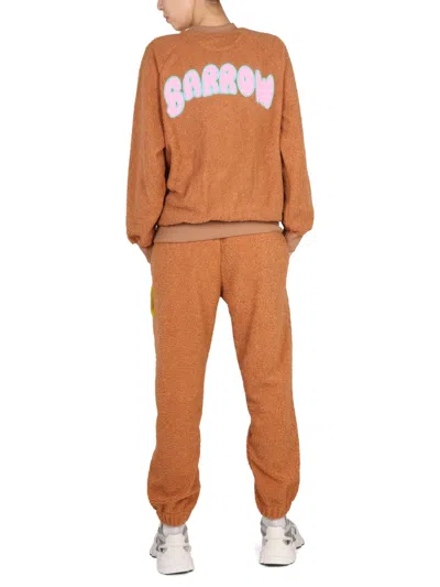Barrow Textured Fabric Jogging Pants With Elastic Waistband In Orange
