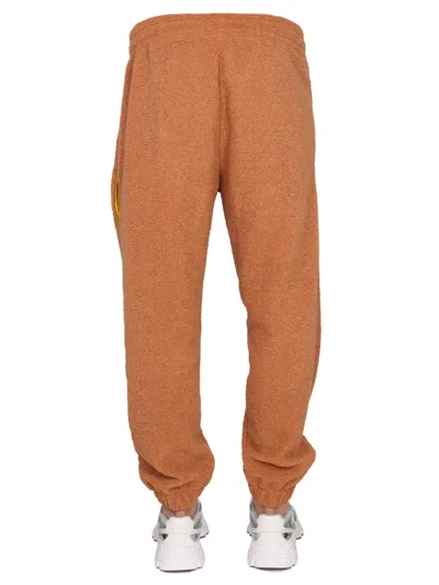 Barrow Textured Fabric Jogging Pants With Elastic Waistband In Orange