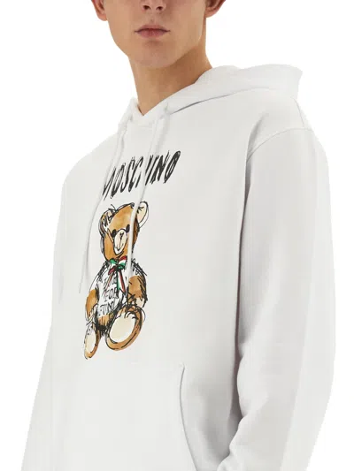 Moschino Teddy Print Sweatshirt In White
