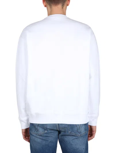 Moschino Ribbed Crew Neck Sweater In White