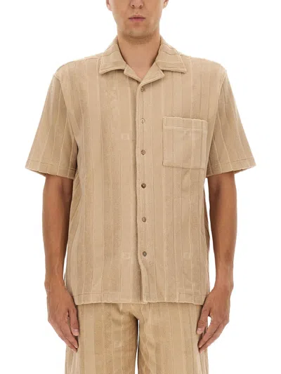 Fendi Shirt Chest Pocket Striped Pattern In Brown