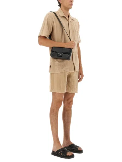 Fendi Shirt Chest Pocket Striped Pattern In Brown
