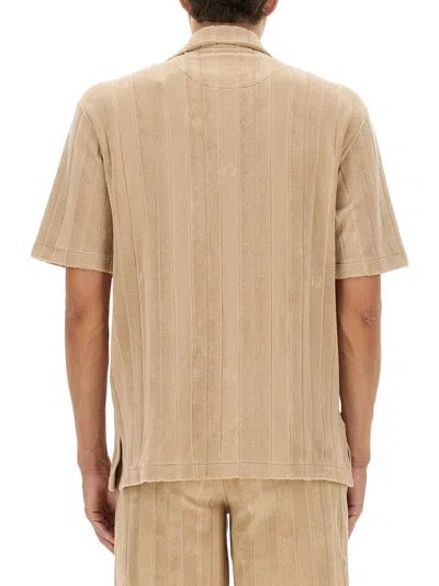 Fendi Shirt Chest Pocket Striped Pattern In Brown