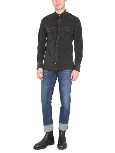 Pt Torino Western Shirt Featuring Chest Pockets In Brown